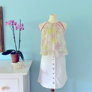 Calypso St Barth 100% Silk Sheer Floral Long Top